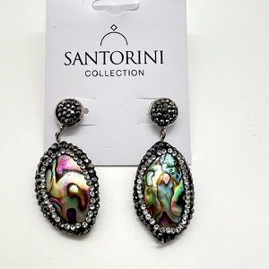 Santorini Collection Mother of Pearl and pave earrings.